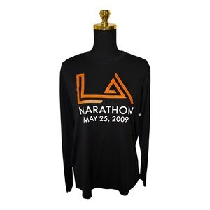 LA Marathon Black and Orange Long Sleeve Running Gym Shirt